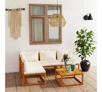 vidaXL Salon de jardin 5 pièces avec coussins - Crème
