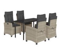 vidaXL Salon de jardin 5 pièces avec coussins gris clair Poly rotin