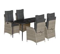 vidaXL Salon de jardin 5 pièces avec coussins gris clair Poly rotin