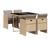 vidaXL Salon de jardin 5 pièces en poly rotin avec coussins Mélange beige