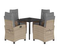 vidaXL Salon de jardin 5 pièces avec coussins Mélange beige Poly rotin