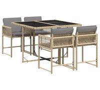 vidaXL Salon de jardin 5 pièces avec coussins Mélange beige Poly rotin
