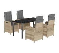 vidaXL Ensemble à manger de jardin 5 pièces en poly rotin avec coussins Mélange beige