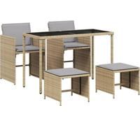 vidaXL Salon de jardin 5 pièces avec coussins Mélange beige Poly rotin
