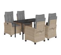 vidaXL Salon de jardin 5 pièces avec coussins Mélange beige Poly rotin