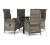 vidaXL Salon de jardin 5 pièces avec coussins noir et gris Poly rotin
