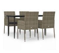 vidaXL Salon de jardin 5 pièces avec coussins noir et gris Poly rotin