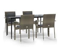 vidaXL Salon de jardin 5 pièces avec coussins noir et gris Poly rotin