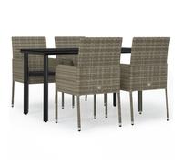 vidaXL Salon de jardin 5 pièces Poly rotin avec coussins noir et gris