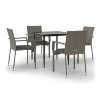 vidaXL Salon de jardin 5 pièces avec coussins noir et gris Poly rotin