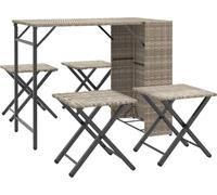 vidaXL Salon de jardin 5 pièces pliable gris clair Poly rotin