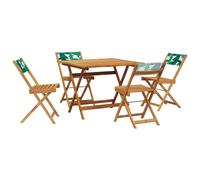 vidaXL Salon de jardin 5 pièces tissu et bois massif motif feuilles