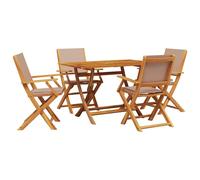 vidaXL Salon de jardin 5 pièces tissu et bois massif taupe