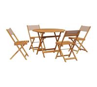 vidaXL Salon de jardin 5 pièces tissu et bois massif taupe