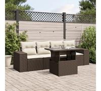 vidaXL Salon de jardin 5pcs - Résine tressée - Marron