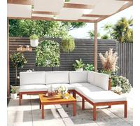 vidaXL Salon de jardin 6 pcs avec coussins - Crème