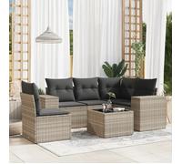 vidaXL Ensemble de salon de jardin 6 pièces 3254919 en poly rotin gris clair avec coussins