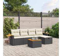 VidaXL Salon de jardin 6 pcs avec coussins - Noir