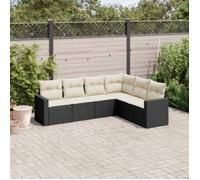 vidaXL Ensemble de salon de jardin 6 pièces en poly rotin avec coussins noir