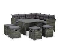 vidaXL Ensemble de salon de jardin 6 pièces en résine tressée avec coussins gris