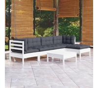 vidaXL Ensemble salon de jardin 6 pièces avec coussins Pin blanc