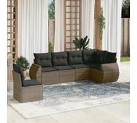 vidaXL Ensemble de salon de jardin 6 pièces avec coussins Gris Poly rotin