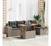vidaXL Ensemble de salon de jardin 6 pièces avec coussins Gris Poly rotin Acacia