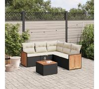 vidaXL Salon de jardin 6 pcs - Noir