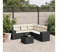 vidaXL Salon de jardin 6 pcs résine tressée - Coussins noir