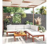 vidaXL Ensemble salon de jardin 6 pièces avec coussins bois crème acacia & corde