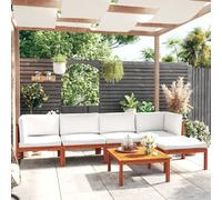 vidaXL Salon de jardin - 6 pièces, bois d'acacia crème avec coussins