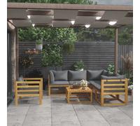 vidaXL Salon de jardin 7 pcs avec coussin - Bois d'acacia solide