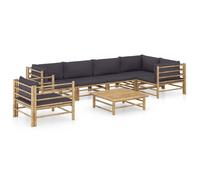 vidaXL Ensemble de salon de jardin 7 pièces avec coussins gris foncé en bambou