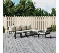 vidaXL Salon de jardin 7 pcs avec coussins sable acier, ensemble de salon extérieur, ensemble de mobilier d'extérieur, 3187957 Beige G