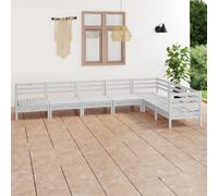 vidaXL Ensemble salon de jardin 7 pièces pin massif blanc