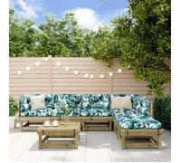 vidaXL Ensemble salon de jardin 7 pièces pin imprégné avec canapés, repose-pieds et table basse