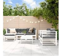 vidaXL Salon de Jardin 7 pcs, Canapés avec Repose-pied, Ensemble de Meubles avec Table Basse Patio Terrasse, Rustique, Blanc 3186236