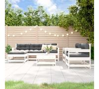VidaXL Salon de jardin 7 pcs - Coussin blanc bois massif
