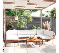 vidaXL Salon de jardin 7 pcs - Coussins Crème Bois d'acacia