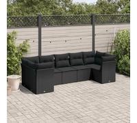 vidaXL Salon de jardin 7 pcs - Noir