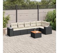 vidaXL Ensemble de salon de jardin 7 pièces avec coussins noir poly rotin
