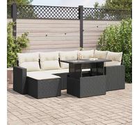 vidaXL Salon de jardin 7 pcs - Noir