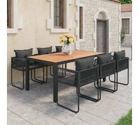 vidaXL Salon de jardin 7 pcs PVC noir et marron