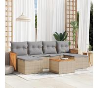 vidaXL Salon de jardin 7 pcs résine tressée - Beige