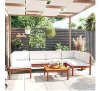 vidaXL Ensemble salon de jardin 7 pièces avec coussins bois crème acacia & corde