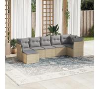 vidaXL Salon de jardin 7 pièces - Beige