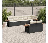 vidaXL Salon de jardin 8 pcs avec coussins - Noir
