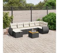 vidaXL Ensemble de jardin canapé 8 pièces avec coussins noir poly rotin