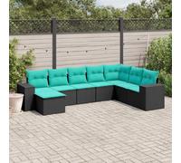 vidaXL Ensemble de 8 canapés de jardin avec coussins, polyrattan noir