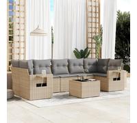 vidaXL Salon de jardin 8 pcs beige résine tressée